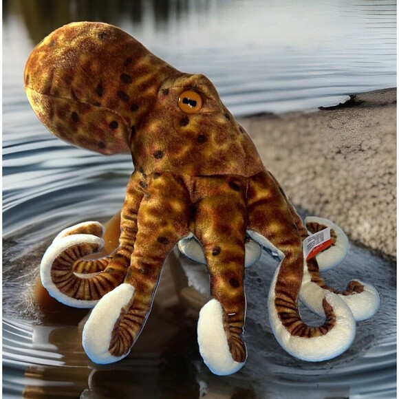 Wild Republic Plush Octopus Brown Stuffed Sea Creature Animal Squid 2016 7" - Picture 2 of 4